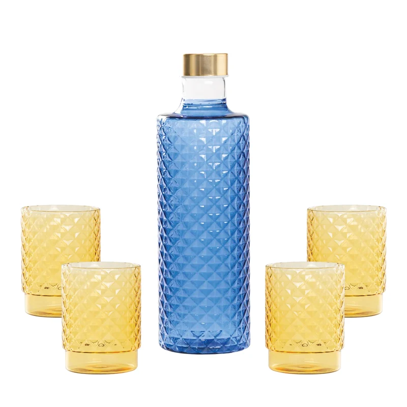 Isolano Set Bicchieri e Bottiglia In Vetro Borosilicato - Set 5 Pz