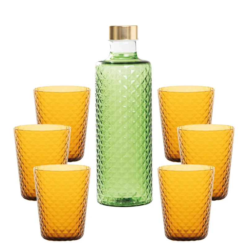 Isolano Set Bicchieri e Bottiglia In Vetro Borosilicato - Set 7 Pz