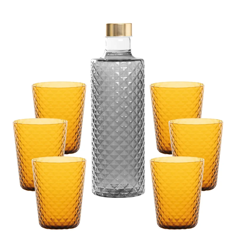 Isolano Set Bicchieri e Bottiglia In Vetro Borosilicato - Set 7 Pz