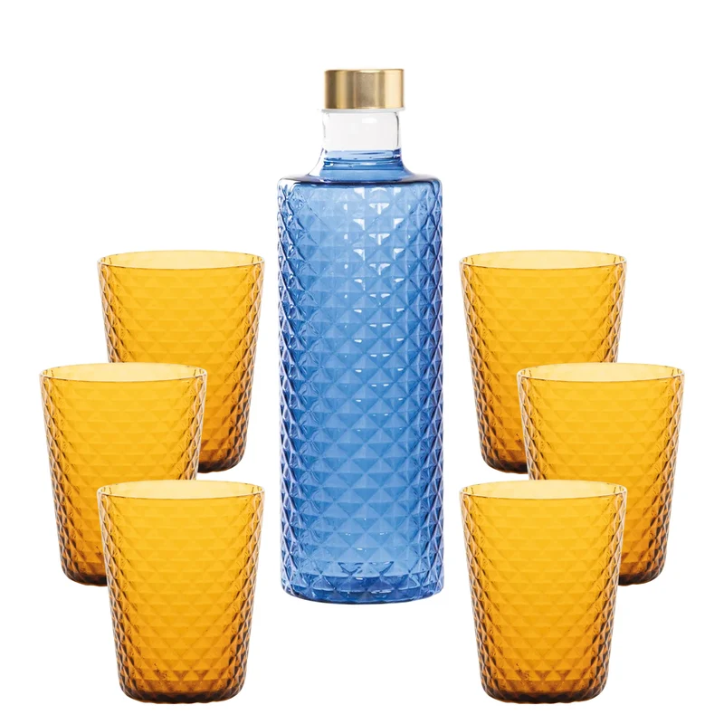 Isolano Set Bicchieri e Bottiglia In Vetro Borosilicato - Set 7 Pz