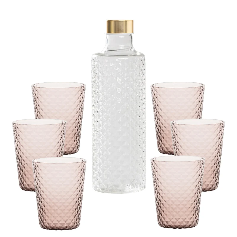 Isolano Set Bicchieri e Bottiglia In Vetro Borosilicato - Set 7 Pz