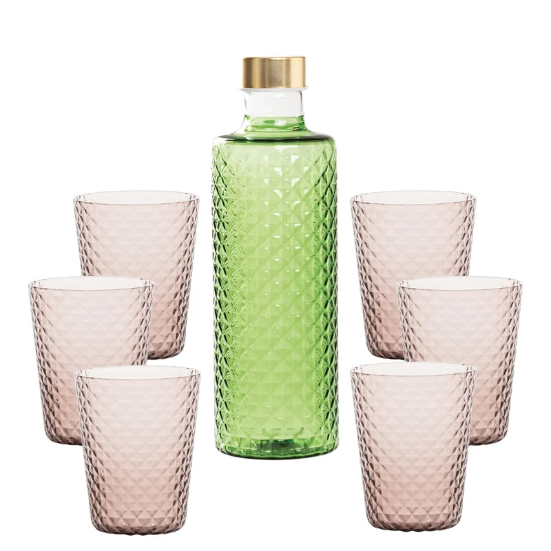Isolano Set Bicchieri e Bottiglia In Vetro Borosilicato - Set 7 Pz