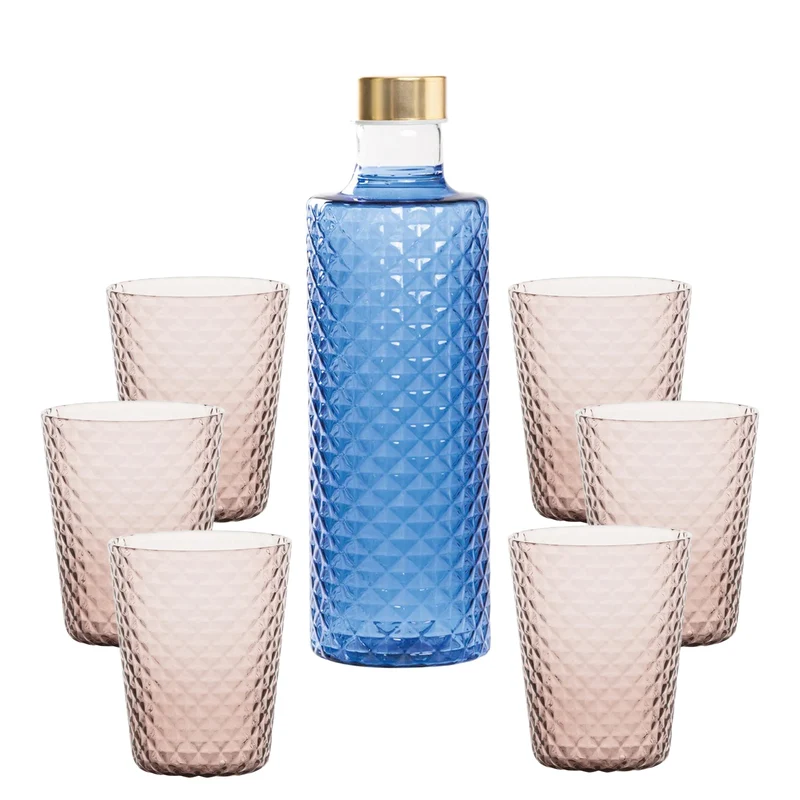 Isolano Set Bicchieri e Bottiglia In Vetro Borosilicato - Set 7 Pz