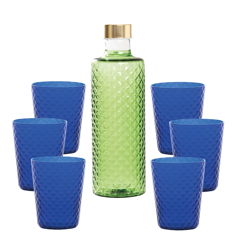 Isolano Set Bicchieri e Bottiglia In Vetro Borosilicato - Set 7 Pz