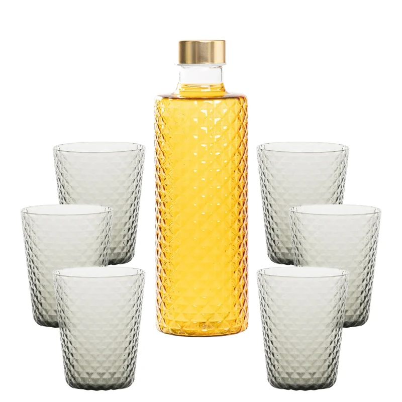 Isolano Set Bicchieri e Bottiglia In Vetro Borosilicato - Set 7 Pz