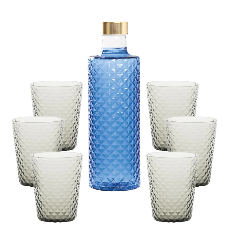 Isolano Set Bicchieri e Bottiglia In Vetro Borosilicato - Set 7 Pz