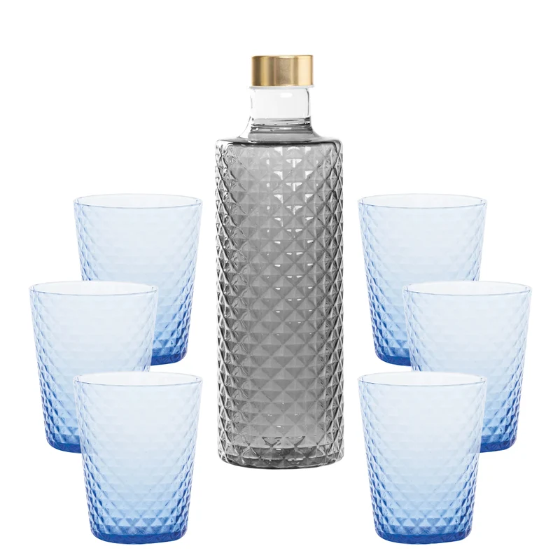 Isolano Set Bicchieri e Bottiglia In Vetro Borosilicato - Set 7 Pz