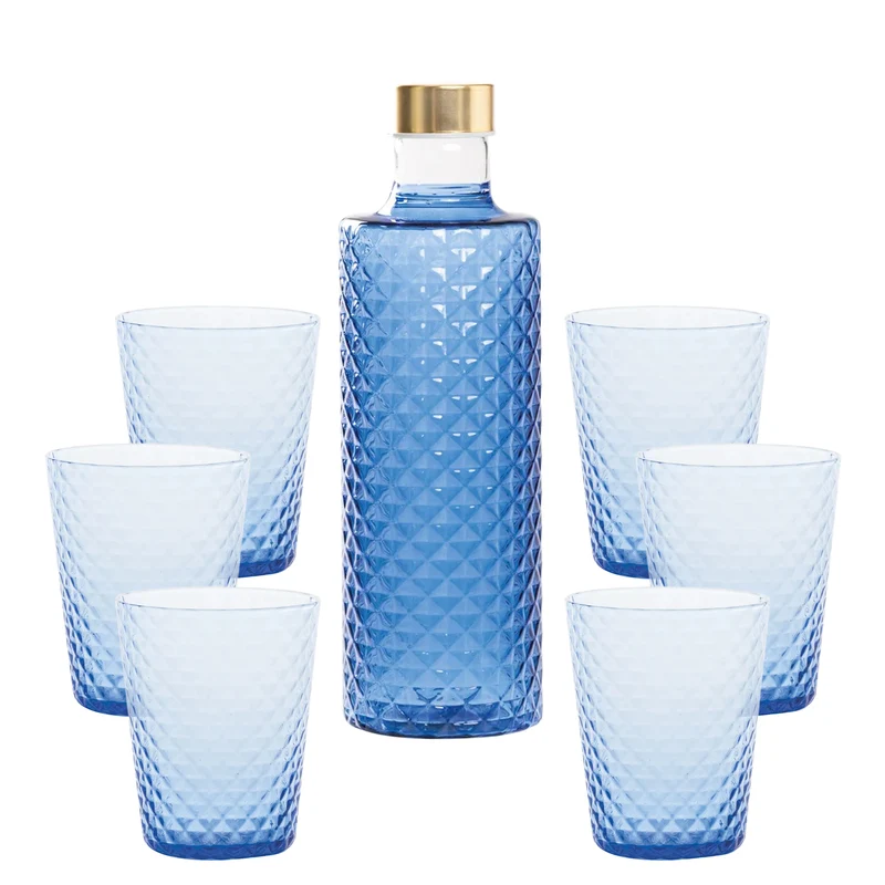 Isolano Set Bicchieri e Bottiglia In Vetro Borosilicato - Set 7 Pz