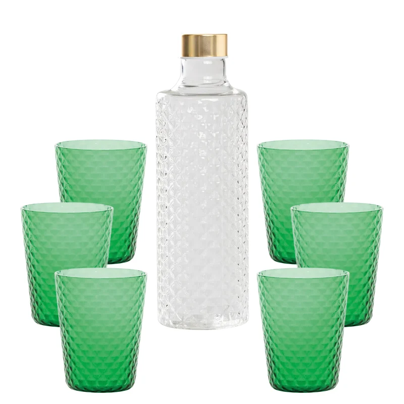 Isolano Set Bicchieri e Bottiglia In Vetro Borosilicato - Set 7 Pz