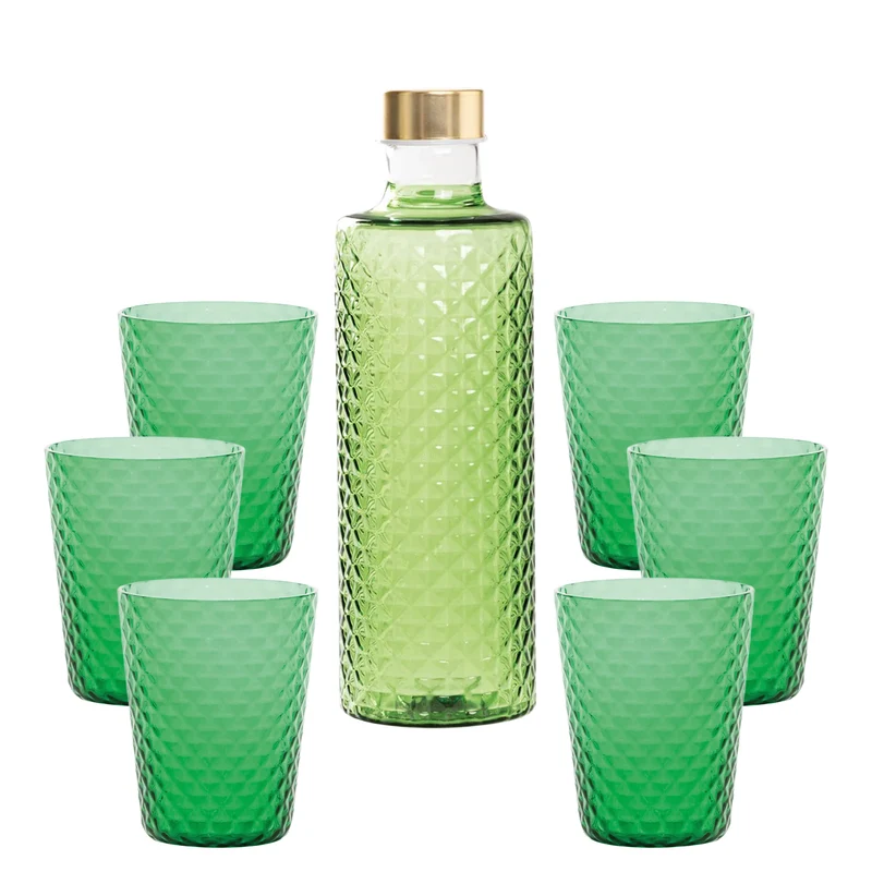 Isolano Set Bicchieri e Bottiglia In Vetro Borosilicato - Set 7 Pz