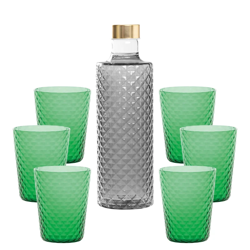 Isolano Set Bicchieri e Bottiglia In Vetro Borosilicato - Set 7 Pz