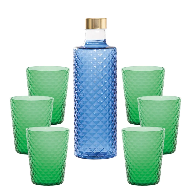 Isolano Set Bicchieri e Bottiglia In Vetro Borosilicato - Set 7 Pz