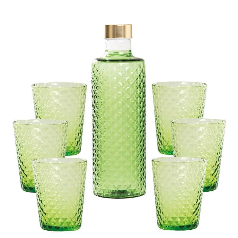 Isolano Set Bicchieri e Bottiglia In Vetro Borosilicato - Set 7 Pz