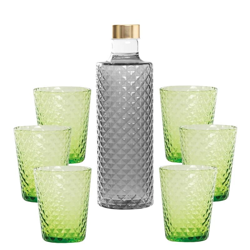 Isolano Set Bicchieri e Bottiglia In Vetro Borosilicato - Set 7 Pz