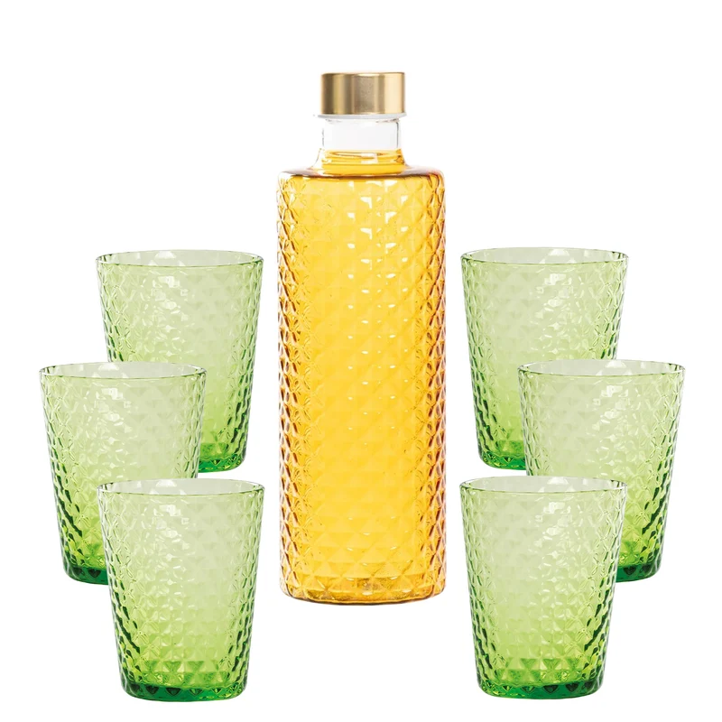 Isolano Set Bicchieri e Bottiglia In Vetro Borosilicato - Set 7 Pz
