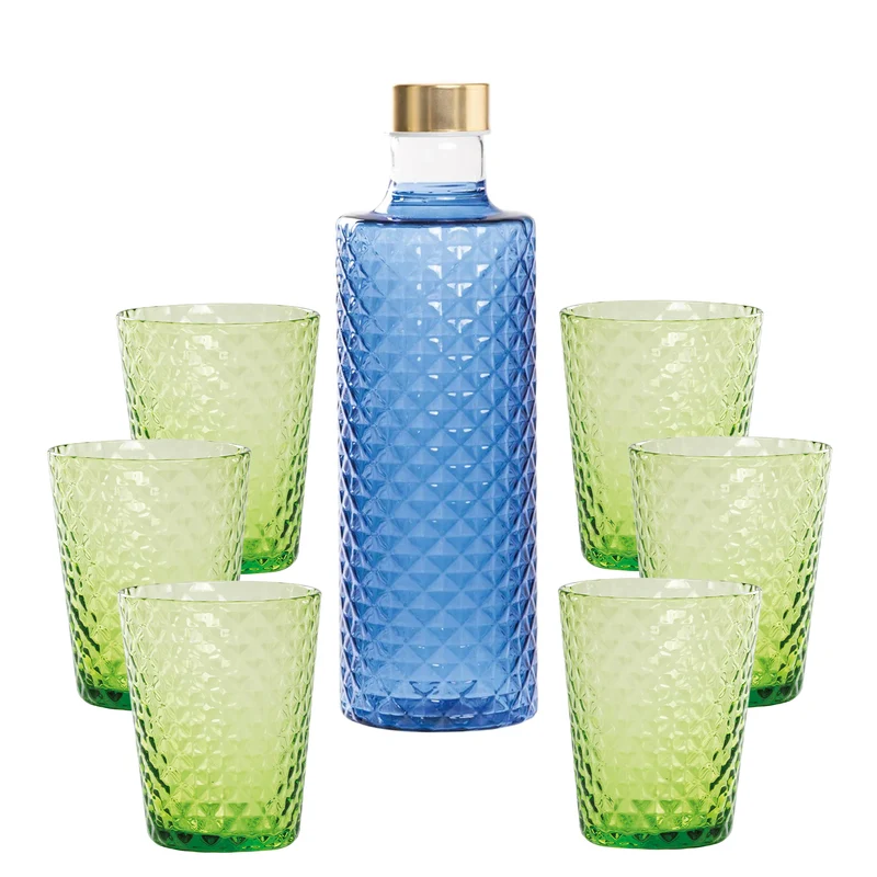 Isolano Set Bicchieri e Bottiglia In Vetro Borosilicato - Set 7 Pz
