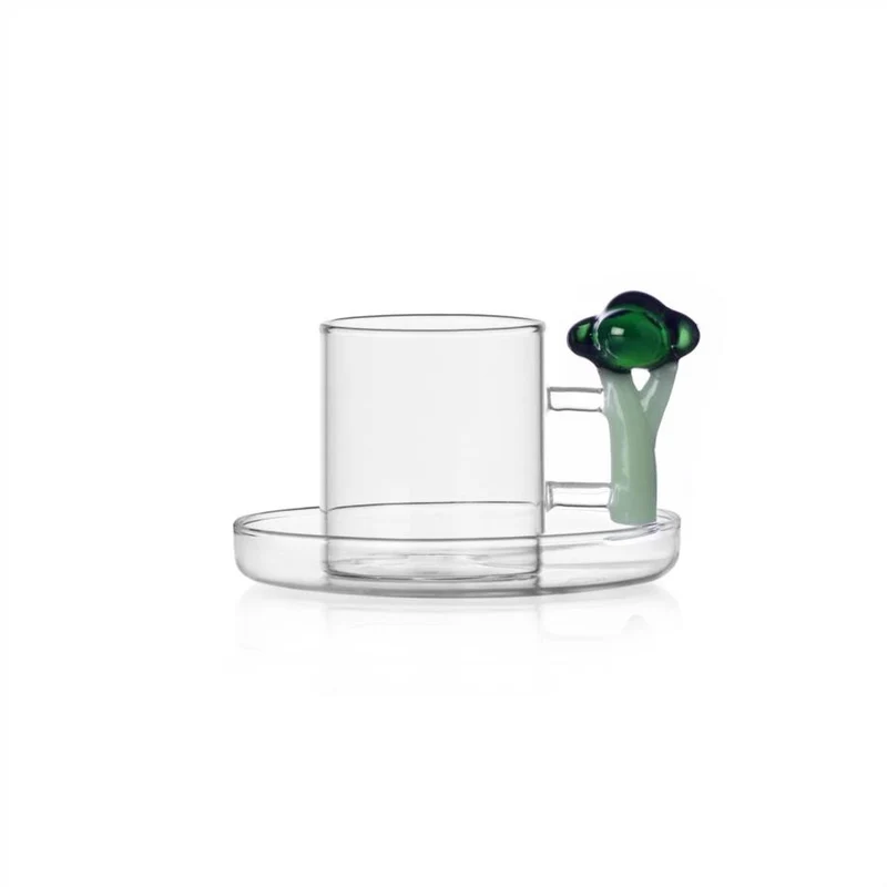 30 cl - Vegetables Tazza Caffè Con Piattino In Vetro Borosilicato