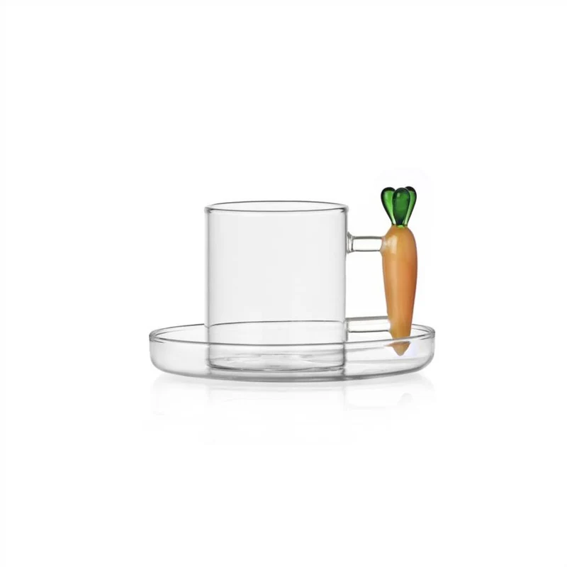 30 cl - Vegetables Tazza Caffè Con Piattino In Vetro Borosilicato