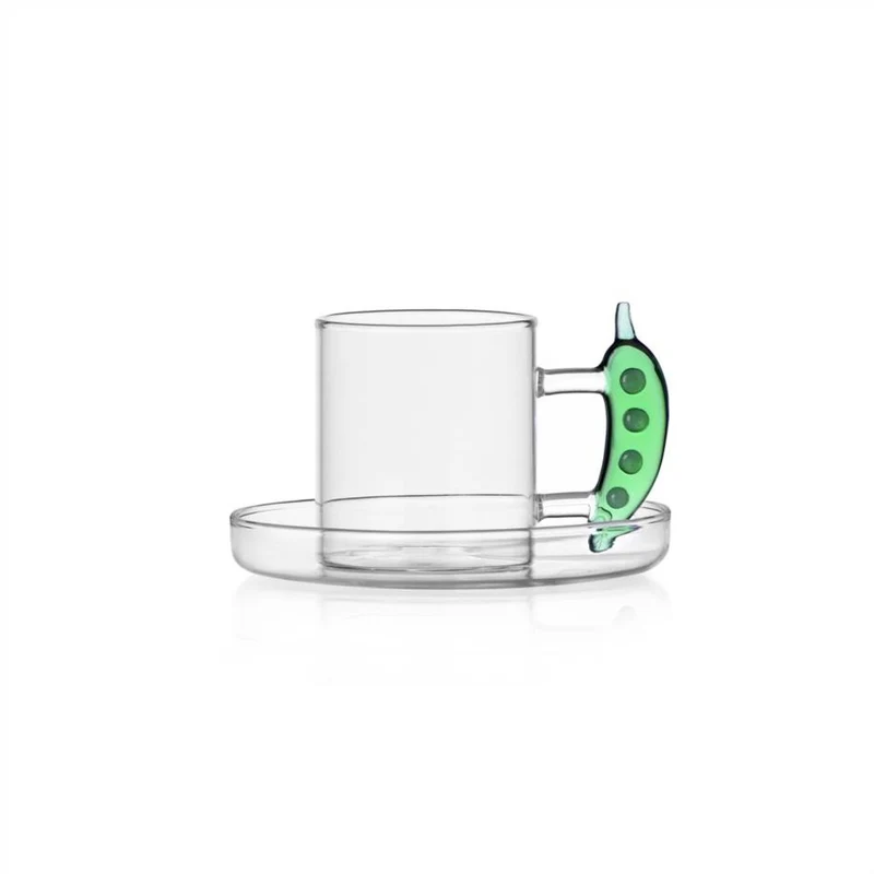 30 cl - Vegetables Tazza Caffè Con Piattino In Vetro Borosilicato