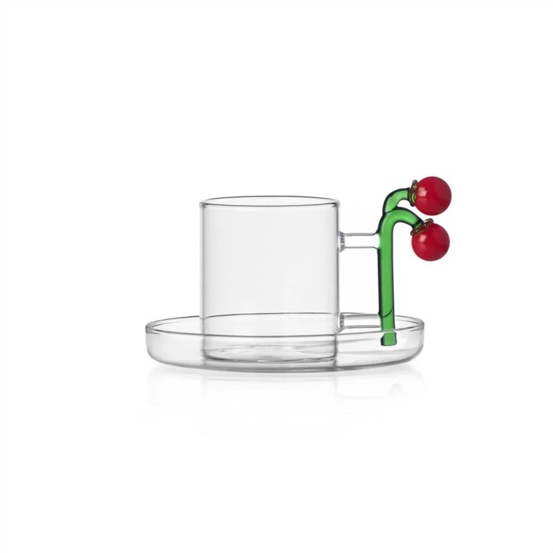 30 cl - Vegetables Tazza Caffè Con Piattino In Vetro Borosilicato