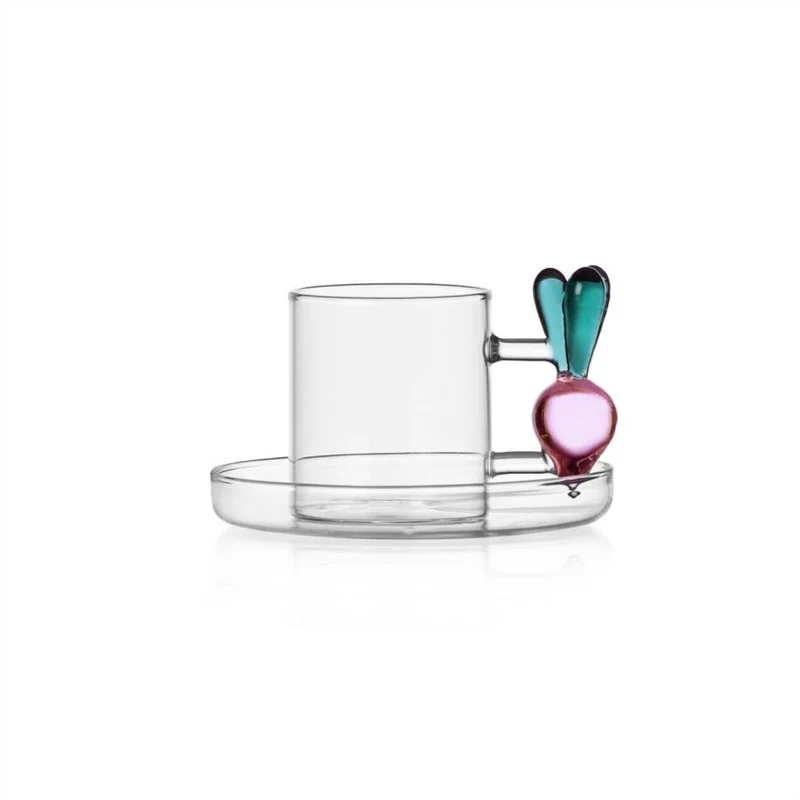 30 cl - Vegetables Tazza Caffè Con Piattino In Vetro Borosilicato