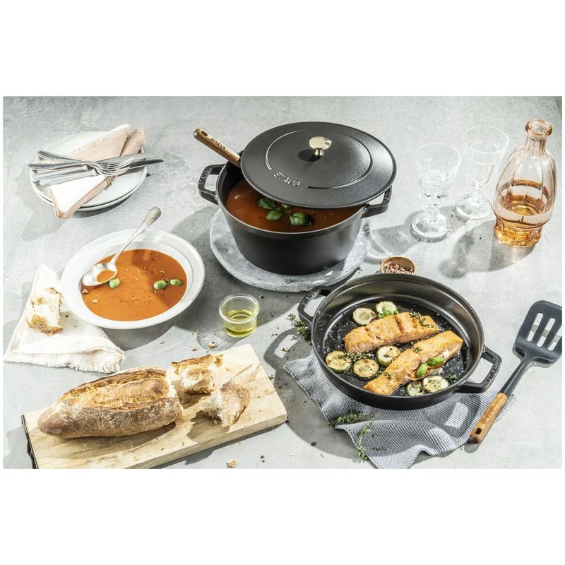 24 cm - Set Pentole Impilabili In Ghisa Smaltata - Set 2 Pz