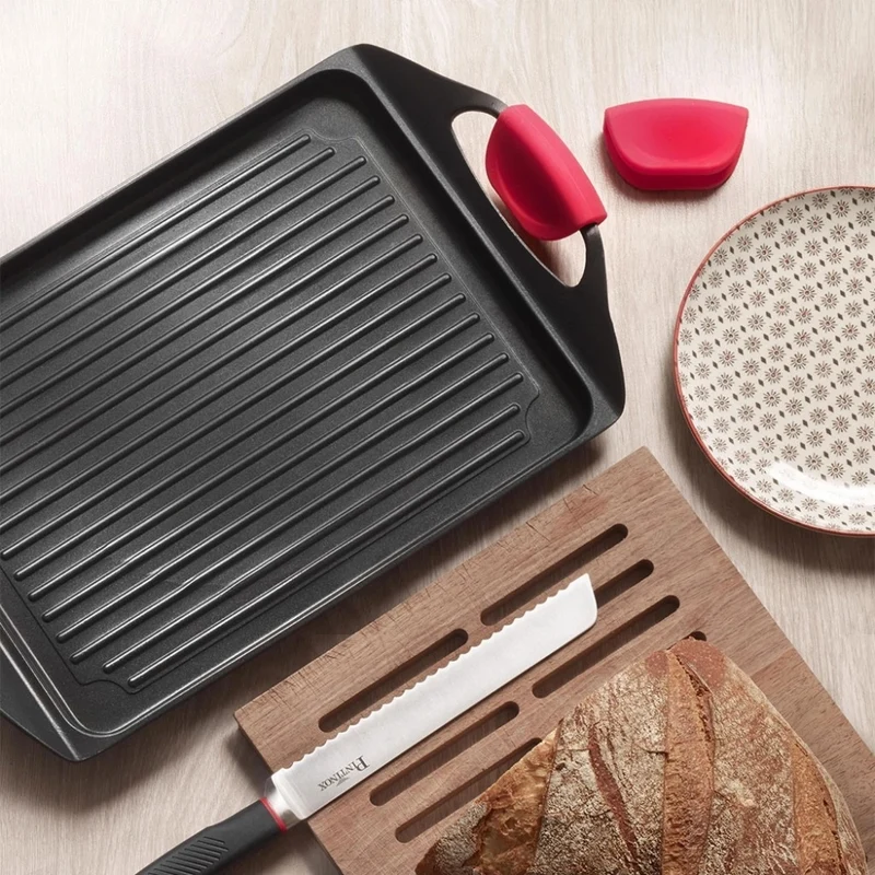 45x27 cm - Pro Piastra Grill Rettangolare In Alluminio Antiaderente