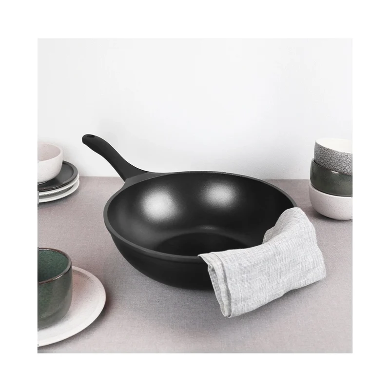 30 cm - Pro Wok Con Coperchio In Alluminio Antiaderente
