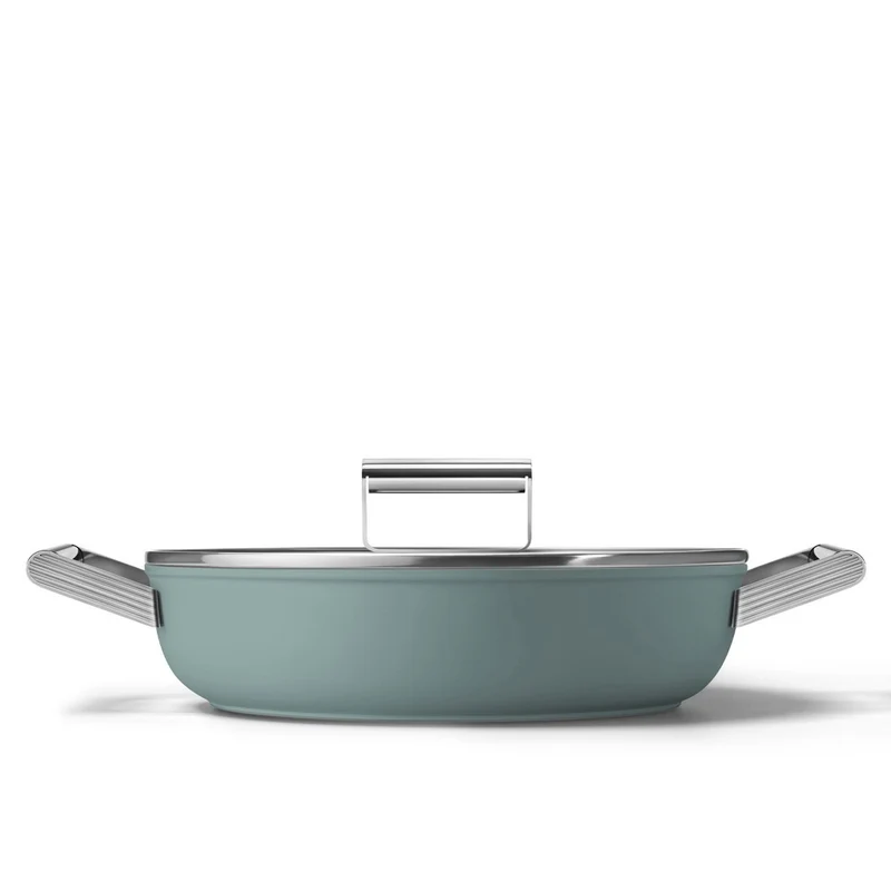 28 cm - Cookware Tegame Basso Antiaderente Ceramico In Alluminio Con Coperchio