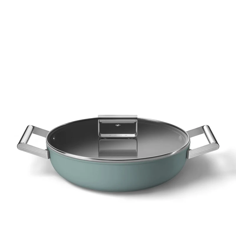 28 cm - Cookware Tegame Basso Antiaderente Ceramico In Alluminio Con Coperchio