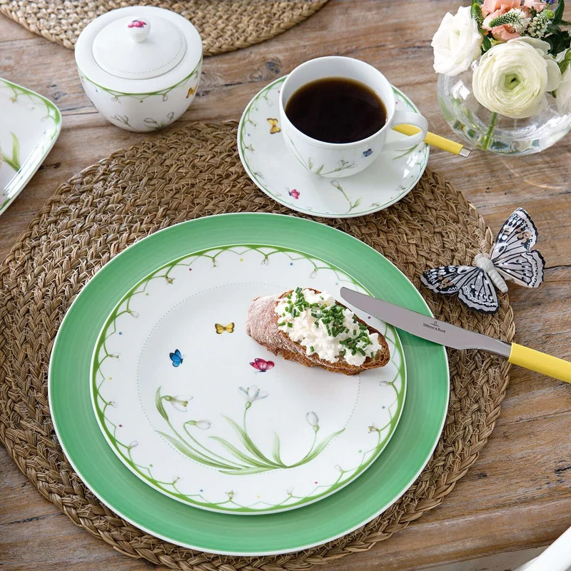 21.5 cm - Colorful Spring Piatto Dessert In Porcellana Premium - Set 6 Pz