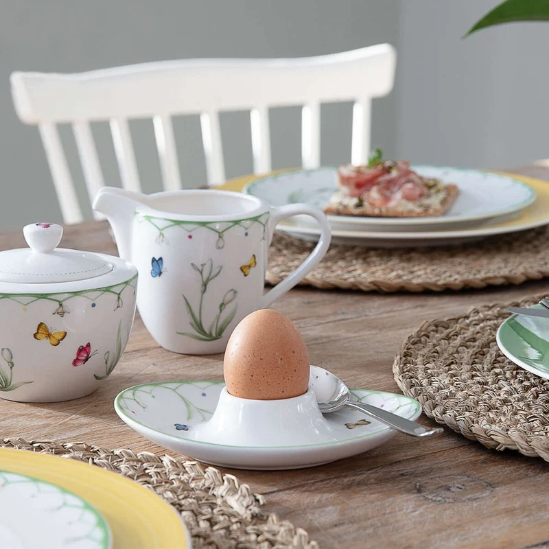 14.5x11 cm - Colorful Spring Portauovo In Porcellana Premium - Set 4 Pz