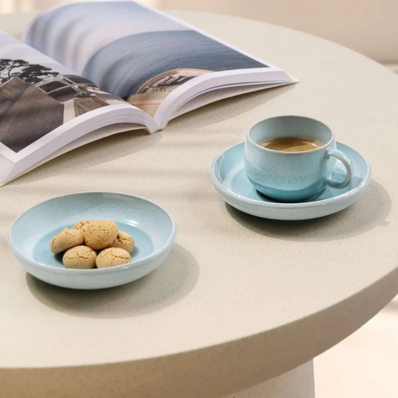 6 cl - Perlemor Aqua Tazzina Caffè Espresso In Porcellana Premium - Set 6 Pz