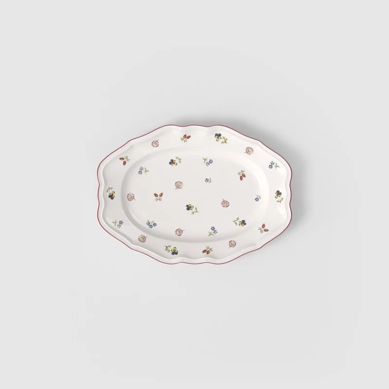 36.70x26.40 cm - Petite Fleur Vassoio Piatto Presentazione In Porcellana Premium