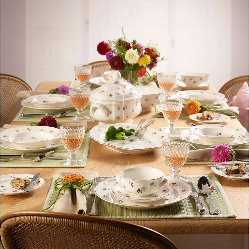 36.70x26.40 cm - Petite Fleur Vassoio Piatto Presentazione In Porcellana Premium