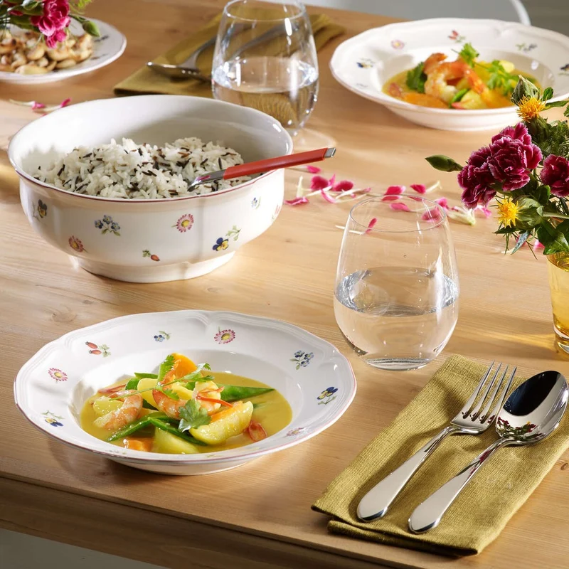 33 cl - Petite Fleur Piatto Fondo In Porcellana Premium - Set 6 Pz