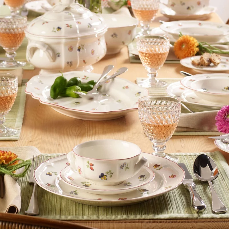 33 cl - Petite Fleur Piatto Fondo In Porcellana Premium - Set 6 Pz