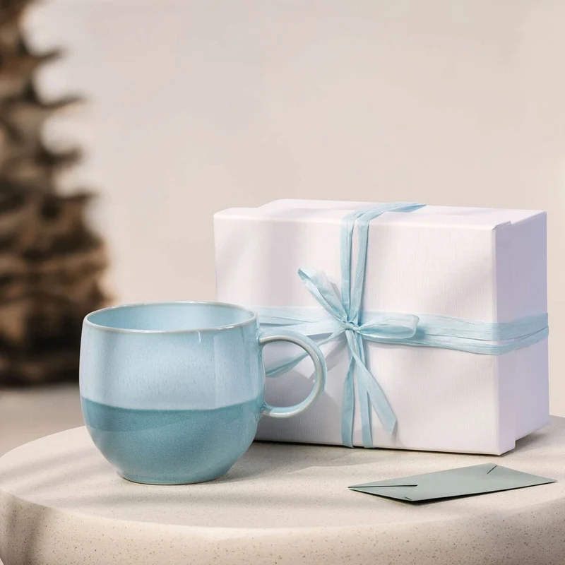 29 cl - Perlemor Aqua Tazza Mug In Porcellana Premium - Set 6 Pz
