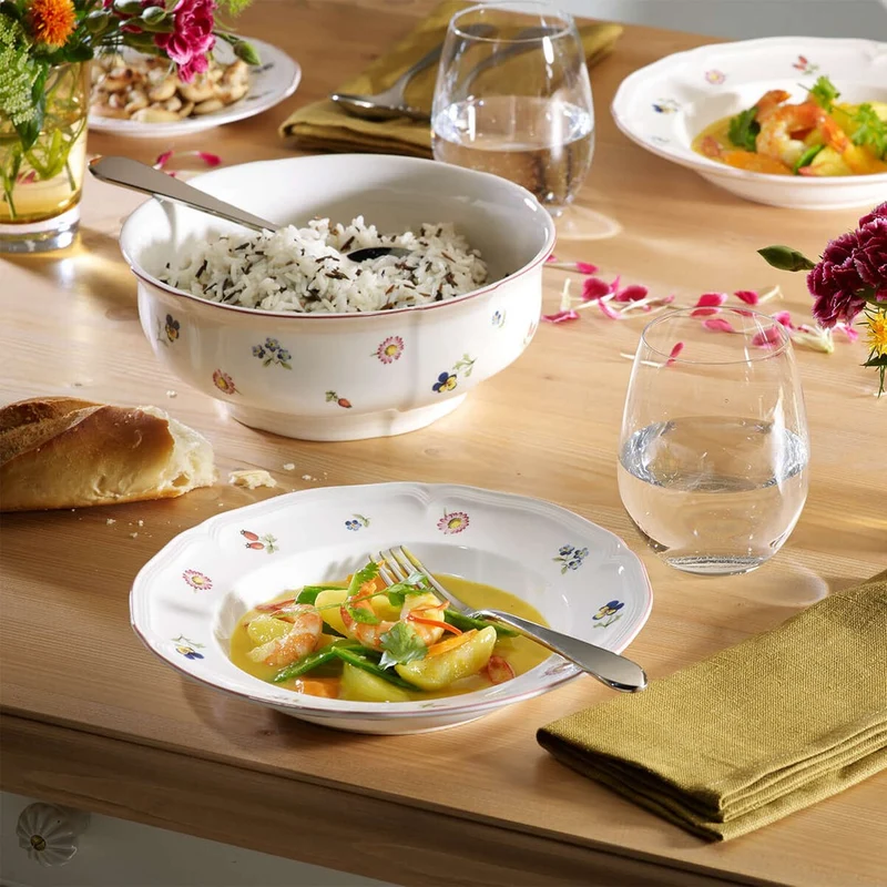 30 cl - Petite Fleur Piatto Fondo In Porcellana Premium - Set 6 Pz