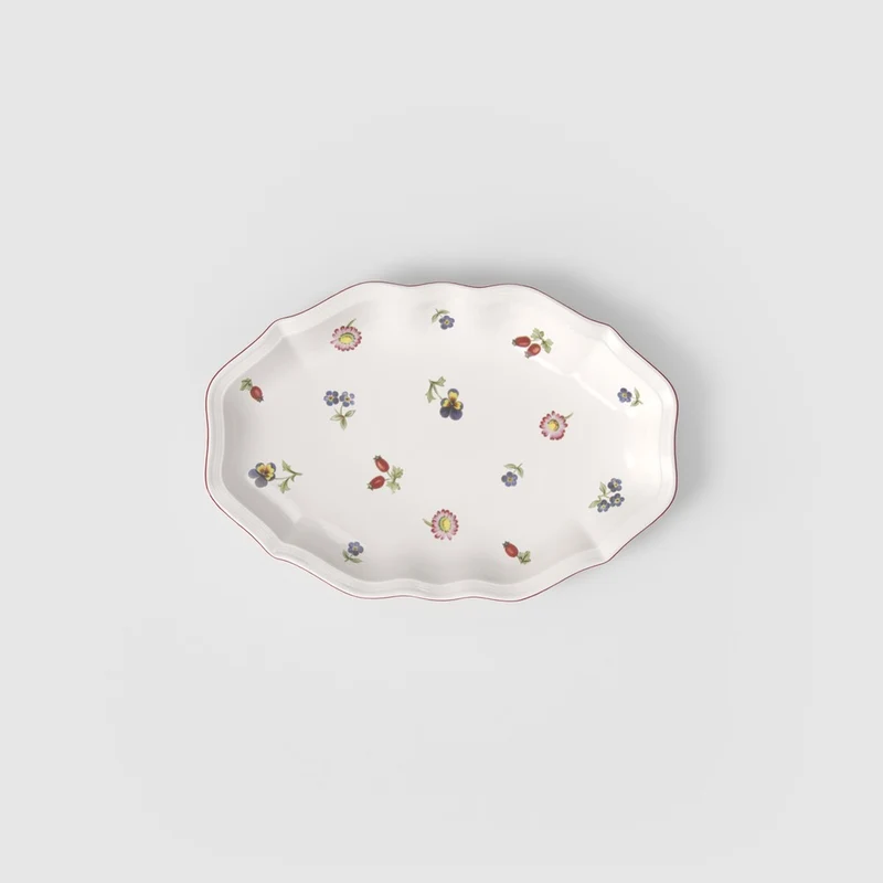 24 cm - Petite Fleur Raviera Piatto Da Portata Ovale In Porcellana Premium
