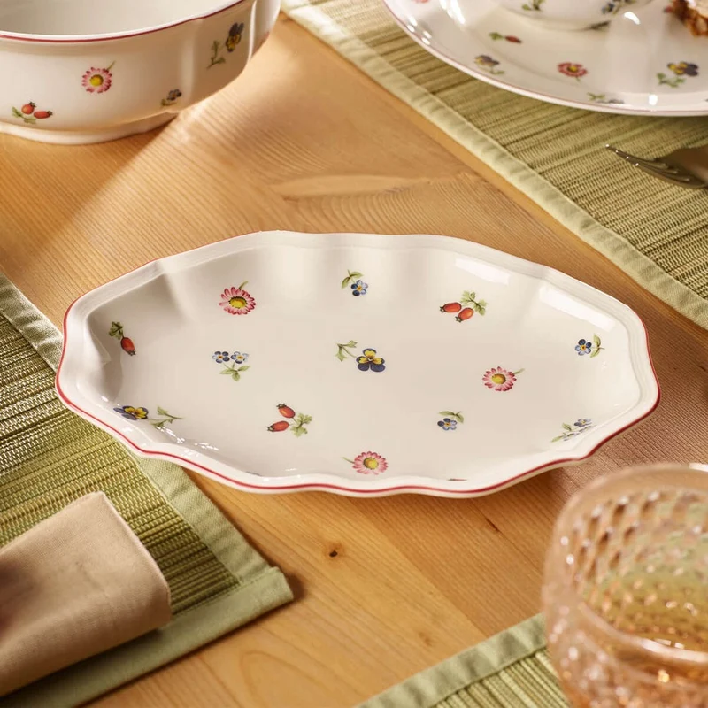 24 cm - Petite Fleur Raviera Piatto Da Portata Ovale In Porcellana Premium