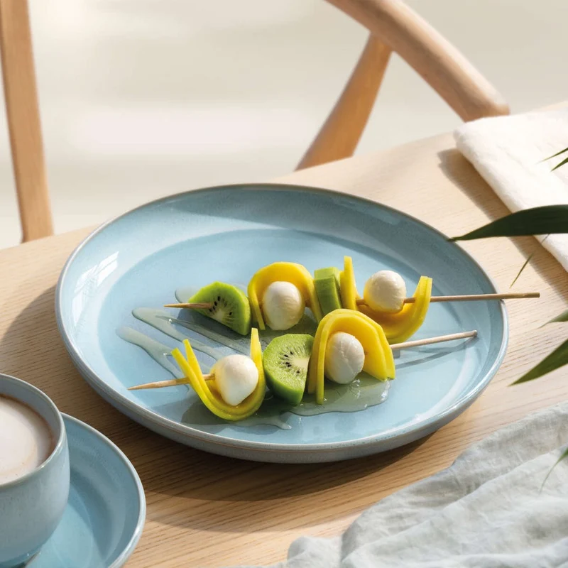 23.8 cm - Perlemor Aqua Piatto Dessert In Porcellana Premium - Set 6 Pz