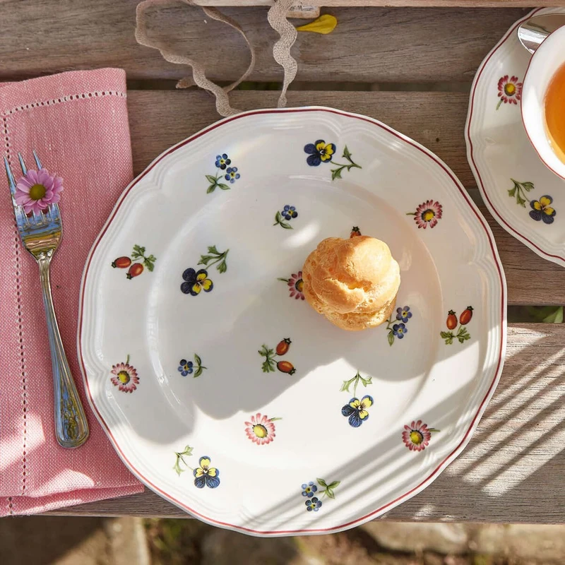 20.7 cm - Petite Fleur Piatto Dessert In Porcellana Premium - Set 6 Pz