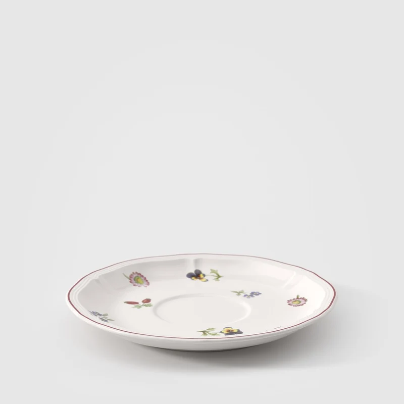 17 cm - Petite Fleur Piattino Tazza Cappuccino In Porcellana Premium - Set 6 Pz