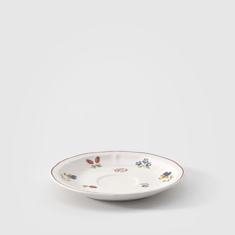 14.5 cm - Petite Fleur Piattino Tazza Tè In Porcellana Premium - Set 6 Pz