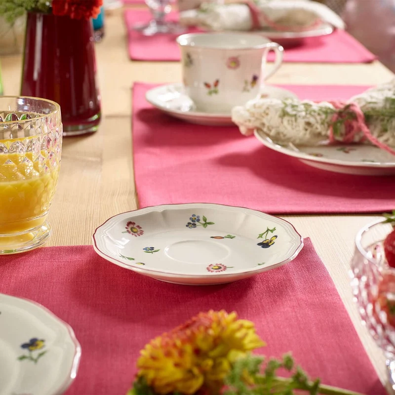 14.5 cm - Petite Fleur Piattino Tazza Tè In Porcellana Premium - Set 6 Pz
