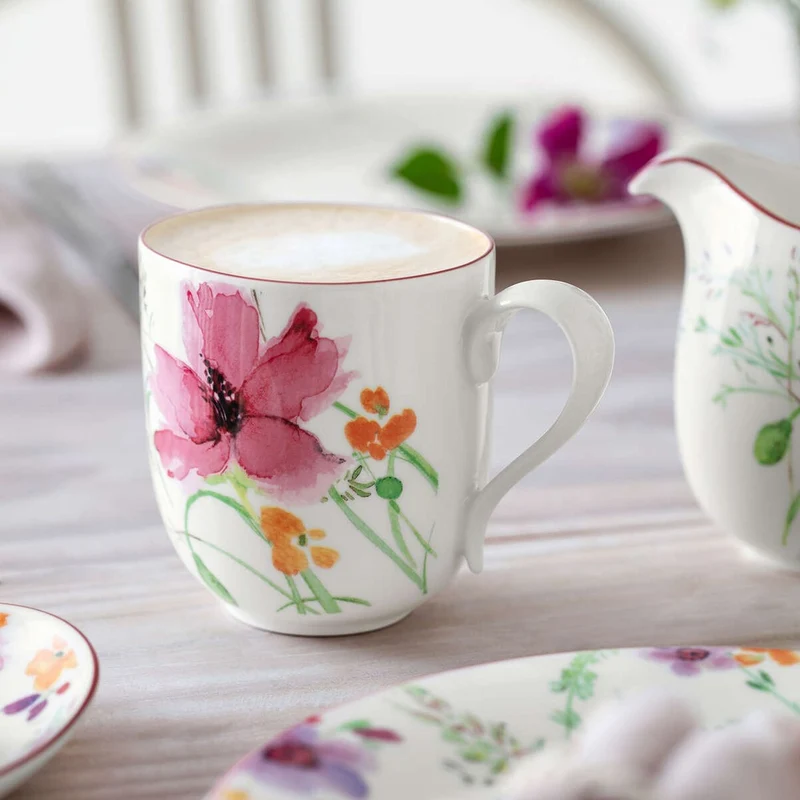 37 cl - Mariefleur Basic Tazza Mug In Porcellana Premium - Set 6 Pz