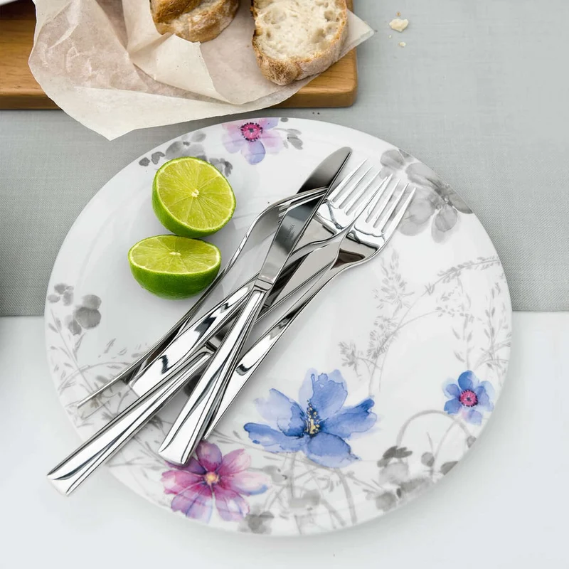 21.5 cm - Mariefleur Gris Basic Piatto Dessert In Porcellana Premium - Set 6 Pz