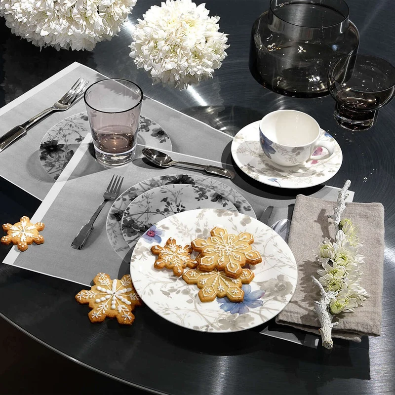 21.5 cm - Mariefleur Gris Basic Piatto Dessert In Porcellana Premium - Set 6 Pz