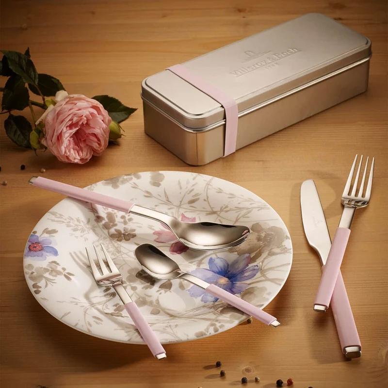 21.5 cm - Mariefleur Gris Basic Piatto Dessert In Porcellana Premium - Set 6 Pz